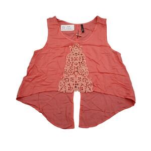 Shelly Shirt Womens L Pink Sleeveless Scoop Neck Embroidered Pullover Wide Strap